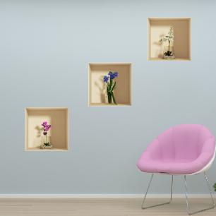 Wall decal 3D effect orchid flowers
