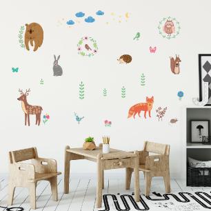 Wall decal scandinavian animals of the forest