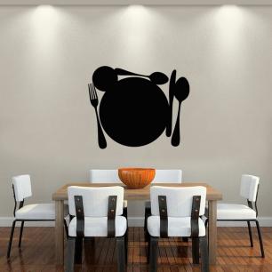 Wall decal slate Spoons, knife, fork and plate