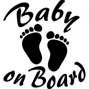Sign with baby footprints decal