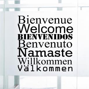Adesivo Benvenuti in sei lingue