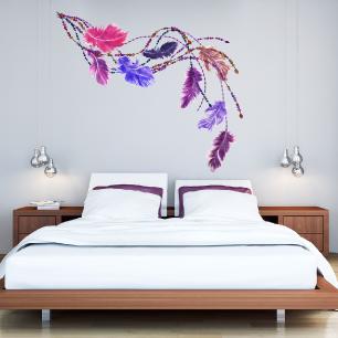 Wall decal boho indian feathers