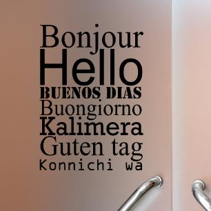 Sticker Bonjour en différentes langues