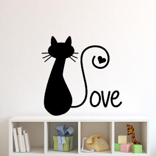 Wandtattoo Katze in der Liebe