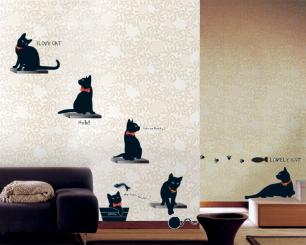 Wandtattoo schwarze Katzen