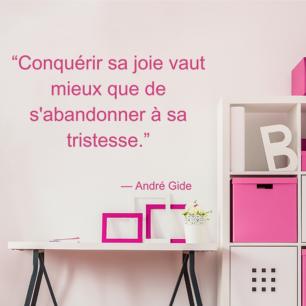 Quote wall decal conquérir sa joie  - André Gide decoration