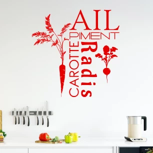 Wall sticker quote kitchen ail, piment, carotte, radis