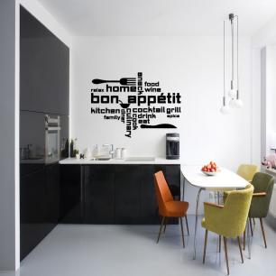 Kitchen wall decal quote Home bon appétit food wine