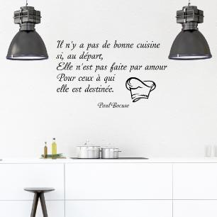 Wall sticker quote kitchen il n'y a pas de bonne cuisine - Paul Bocuse