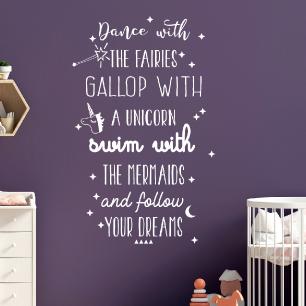 Quote wall sticker danse with the fairies