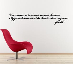 Wall decal Gandhi French quote - "Apprends comme si tu devais vivre toujours"