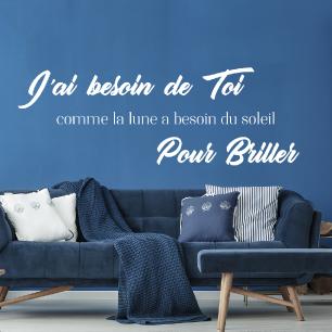 Quote wall decal j'ai besoin de toi pour briller