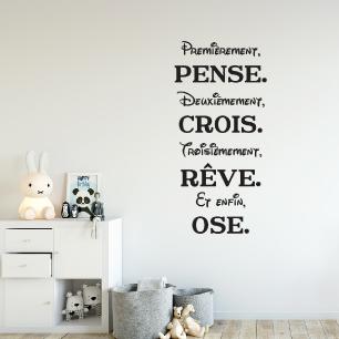 Quote wall decal pense, crois, rêve, ose decoration