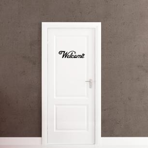 Quote door wall decal smiling welcome
