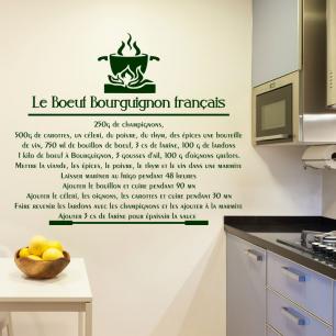 Wall sticker quote Recipe Le boeuf Bourguignon français - decoration