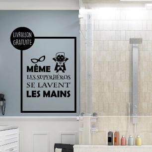Wall sticker quote bathroom même les superhéros ...