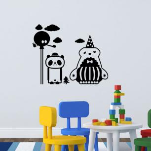 Sticker Clown, panda et un géant