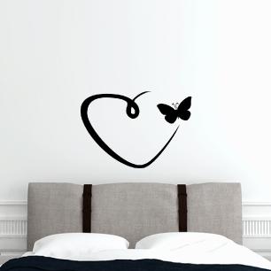 Wall sticker beautiful heart and butterfly