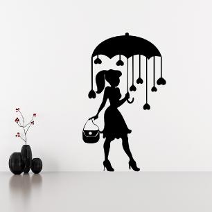 Wall sticker umbrella hearts