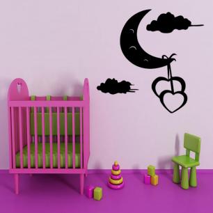 Hearts hanging from the sky Wall sticker