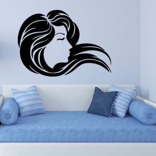 hairdressing Wall decal Girl with beautiful hair