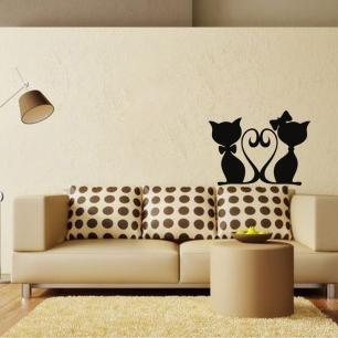 Wall decal A couple in love cats