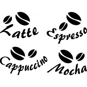 Wandtattoo deko Kaffee Etiketten 1