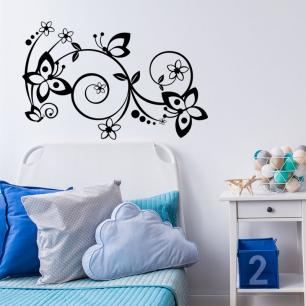 Wall decal design floral branch and adorable butterflies