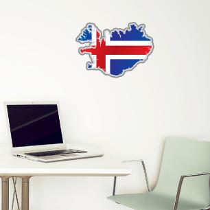 Adesivo Bandiera islandese all'interno forma paese