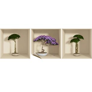 Adesivo 3D bonsai e fiori