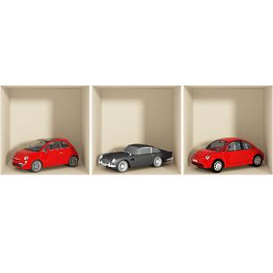 Wall decal effect 3D cars red and black