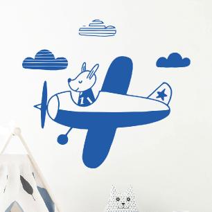 Wall decal child puppy on the plane