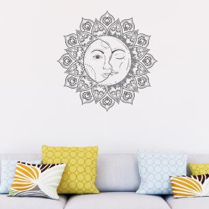 Sticker ethnique demi lune et soleil zen