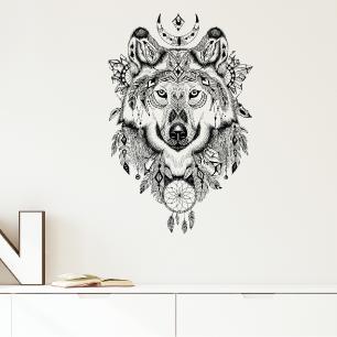 Sticker ethnique tête de loup