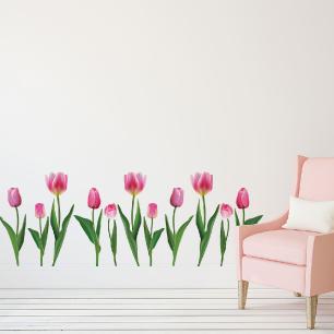 Vinilo flores tulipanes rosa