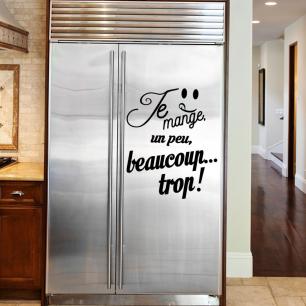 Wall decal fridge quote je mange un peu, beaucoup