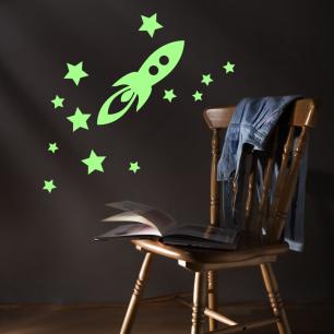Wall decal rocket and stars