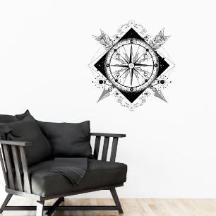 Wall decal hipster mythical compass
