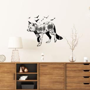 Wall decal hipster fox