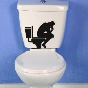 Sticker Homme assis dans la toilette