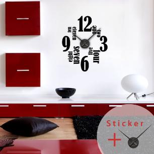 Clock Wall decal  English and numbers 12, 3, 6 and 9