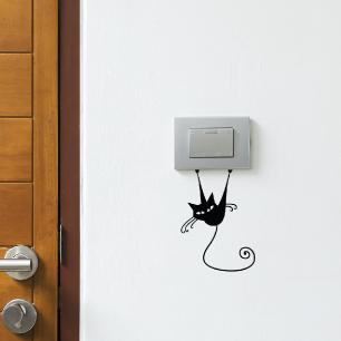 Sticker interrupteur chat acrobate