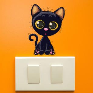 Wall sticker for light switch cute kitten