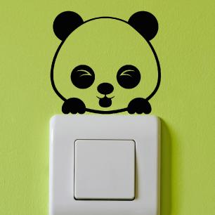 Wall sticker for light switch panda sticking out tongue