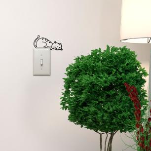 Wall decal for Light switch Little happy cat