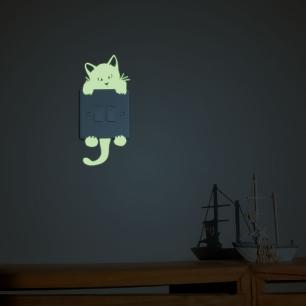Sticker interrupteur phosphorescent chat