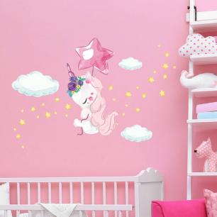 Wall sticker flying unicorn + 110 stars