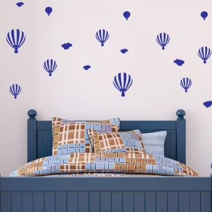 Wall decal Pack of hot-air balloons and clouds