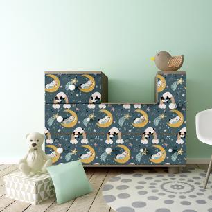 Sticker meuble pour enfant pandas et lapins douce nuit