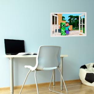 Minecraft game, Steve and Creeper Wall decal
